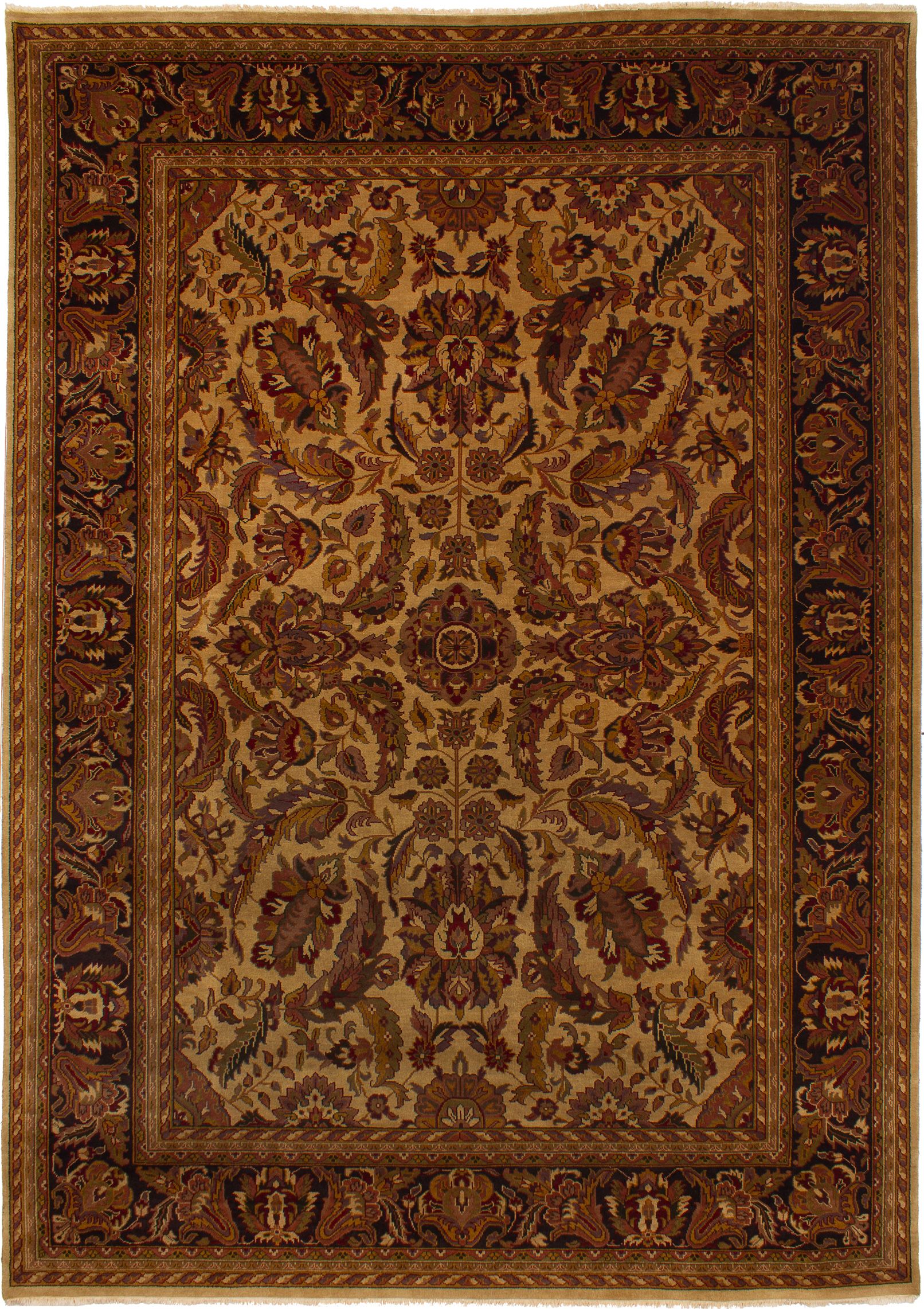 Hand-knotted Finest Agra Jaipur Light Khaki Wool Rug 9'9" x 13'8" Size: 9'9" x 13'8"  