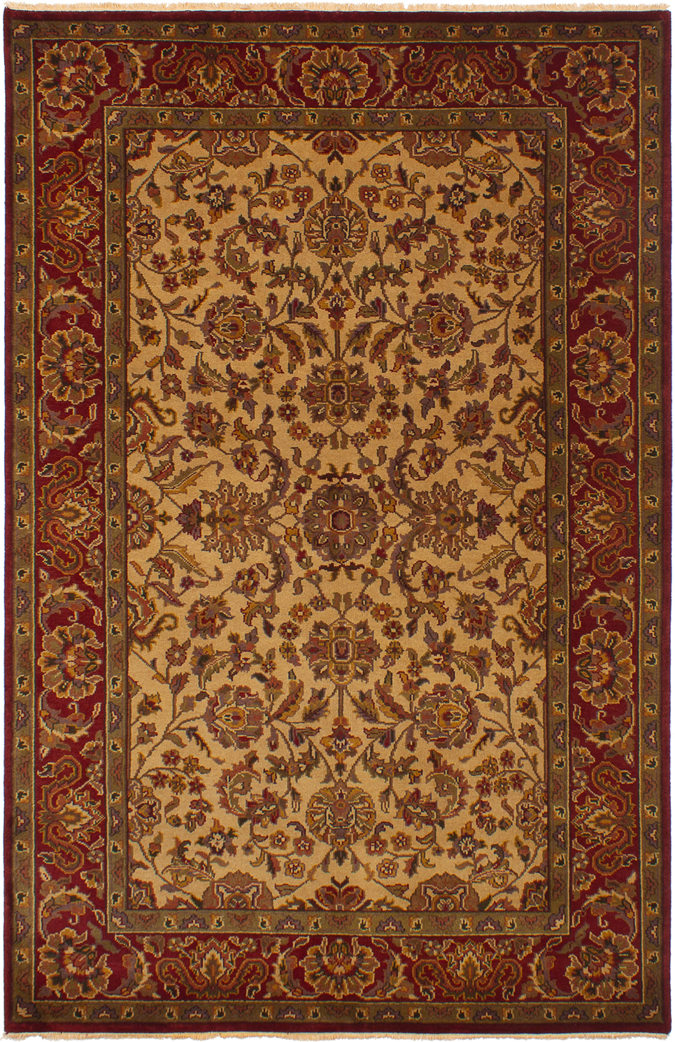 Hand-knotted Finest Agra Jaipur Ivory Wool Rug 5'8" x 8'9" Size: 5'8" x 8'9"  