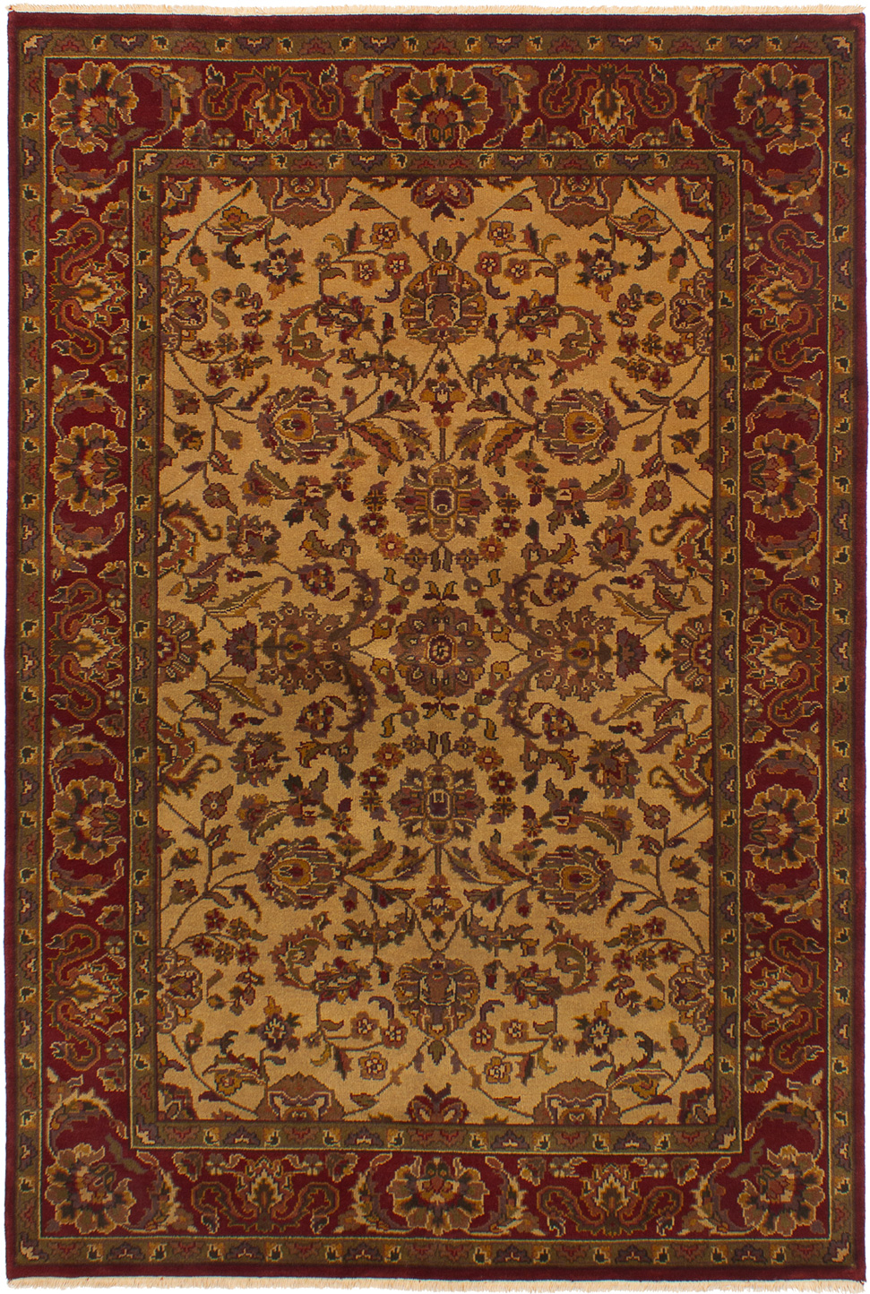 Hand-knotted Finest Agra Jaipur Ivory Wool Rug 5'9" x 8'6" Size: 5'9" x 8'6"  