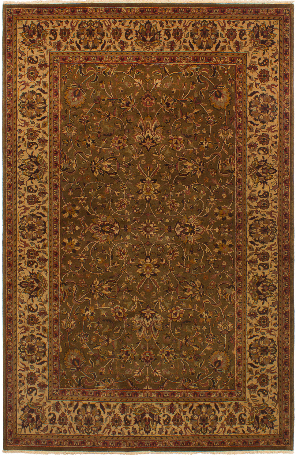 Hand-knotted Jamshidpour Dark Olive Green Wool Rug 5'9" x 8'9" Size: 5'9" x 8'9"  