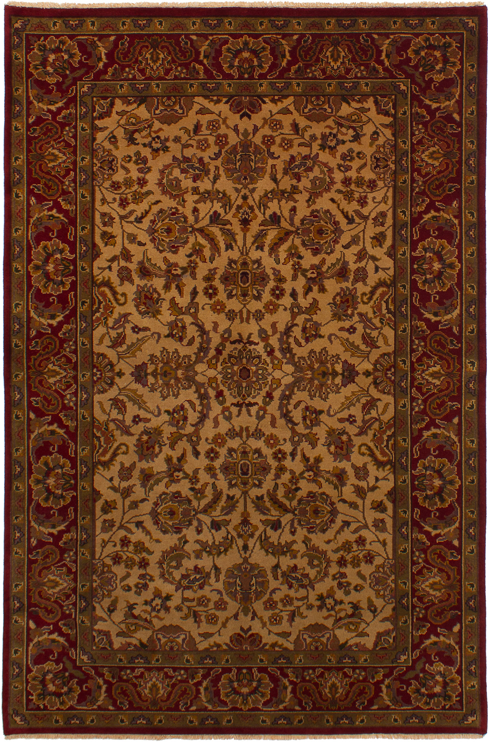 Hand-knotted Finest Agra Jaipur Khaki Wool Rug 5'8" x 8'8" Size: 5'8" x 8'8"  