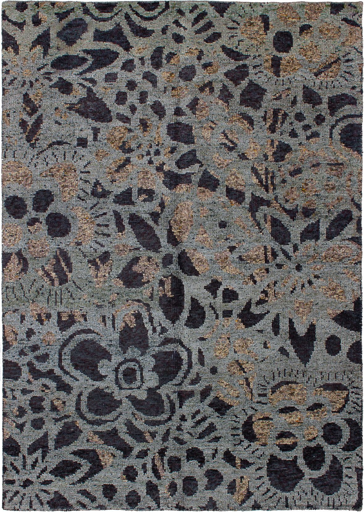 Hand-knotted Sari Silk Light Grey Silk Rug 5'2" x 7'4" Size: 5'2" x 7'4"  