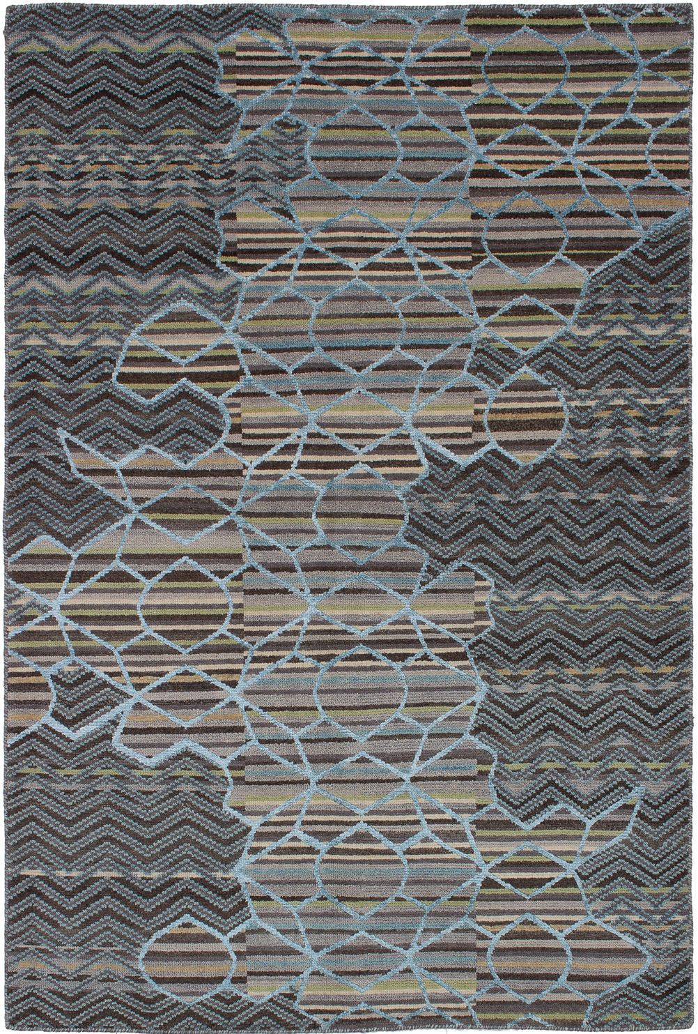 Hand-knotted Eternity Grey, Tan Wool Rug 5'3" x 7'10" Size: 5'3" x 7'10"  