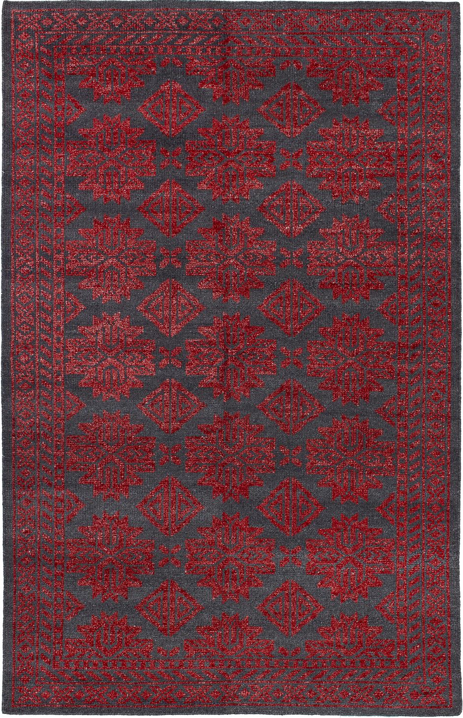 Hand-knotted La Seda Red  Rug 4'10" x 7'8" Size: 4'10" x 7'8"  