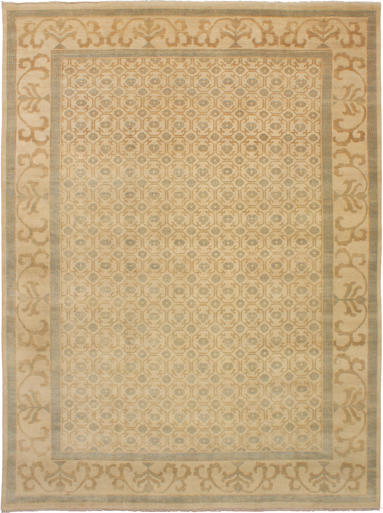 Hand-knotted Elysee Finest Ushak Cream Wool Rug 9'3" x 12'4" Size: 9'3" x 12'4"  