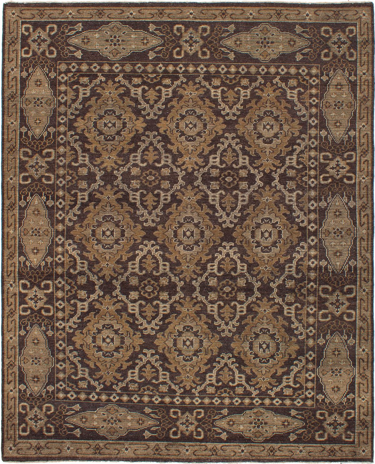 Hand-knotted Beaumont Dark Brown Wool Rug 8'0" x 10'0" Size: 8'0" x 10'0"  