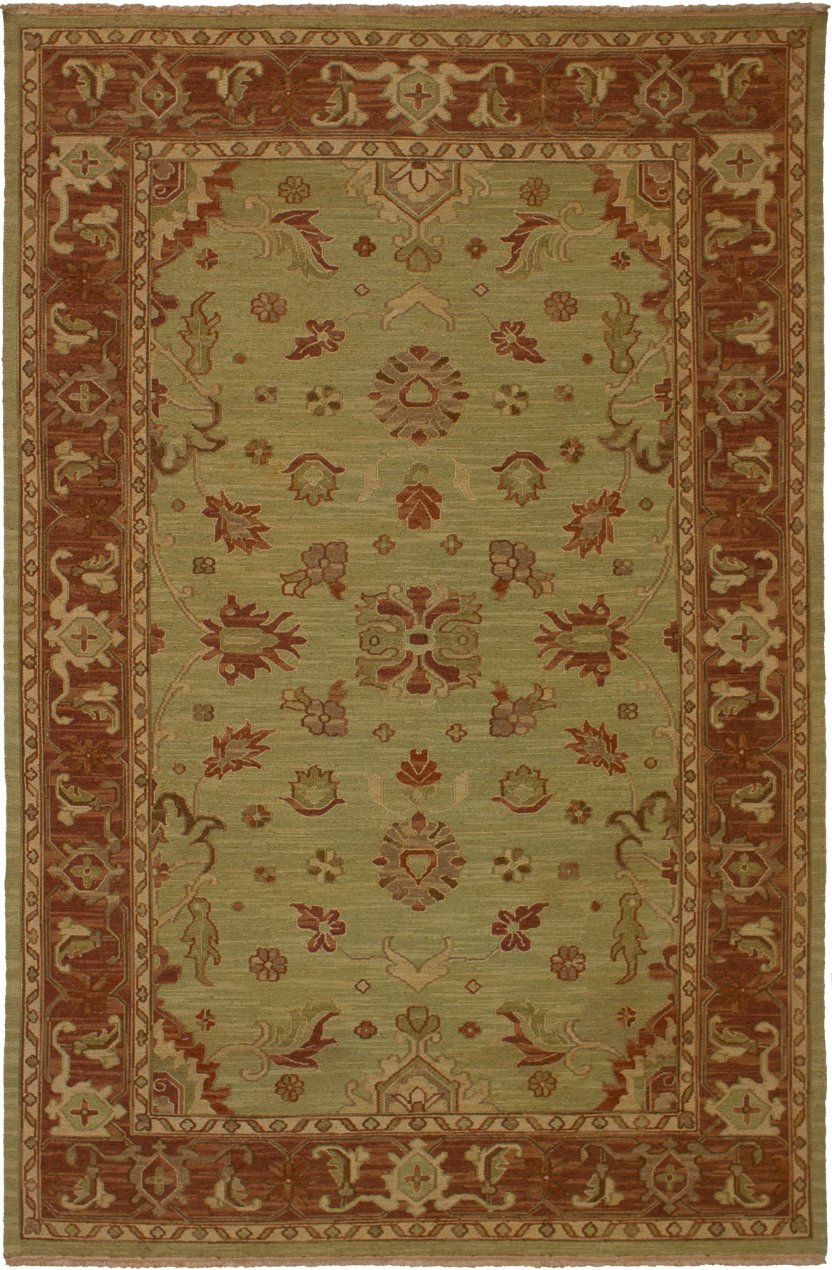 Hand woven Chobi SMK Light Green Wool Tapestry Kilim 5'2" x 7'9" Size: 5'2" x 7'9"  
