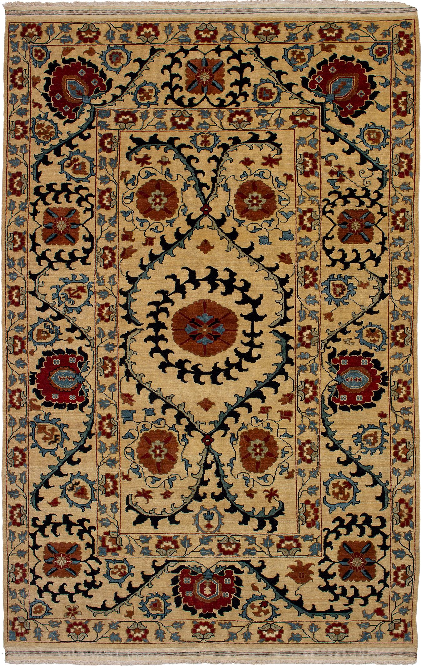 Hand-knotted Beaumont Beige Wool Rug 5'11" x 9'0" Size: 5'11" x 9'0"  