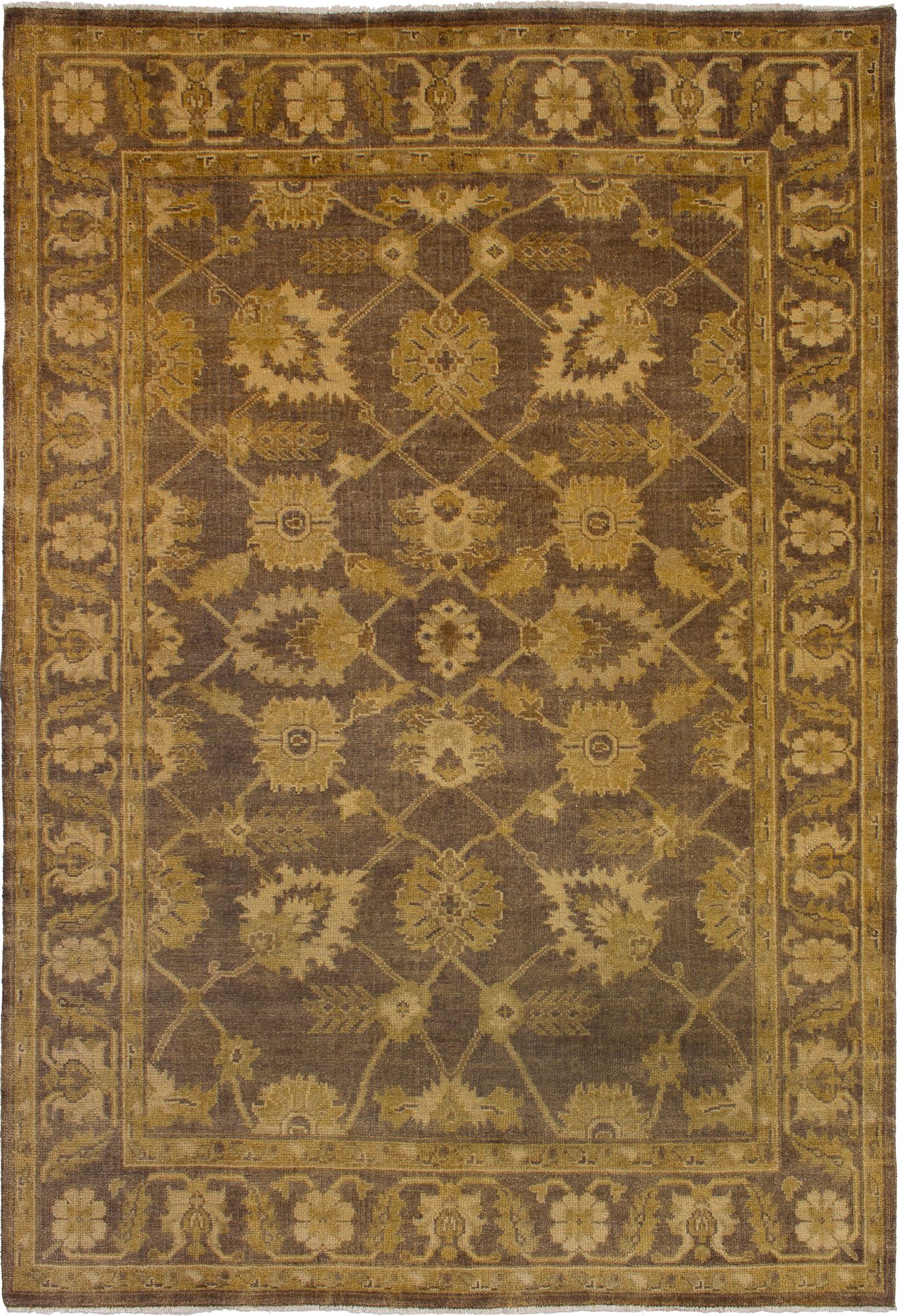 Hand-knotted Royal Ushak Brown Wool Rug 6'1" x 8'10"  Size: 6'1" x 8'10"  