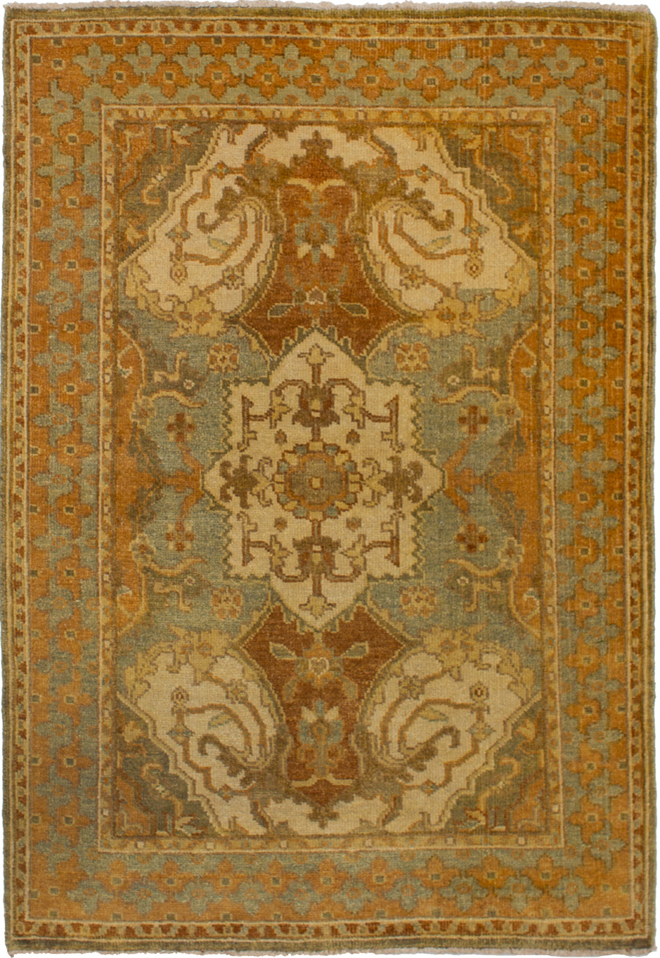 Hand-knotted Royal Ushak Copper, Cream Wool Rug 4'2" x 6'0" Size: 4'2" x 6'0"  