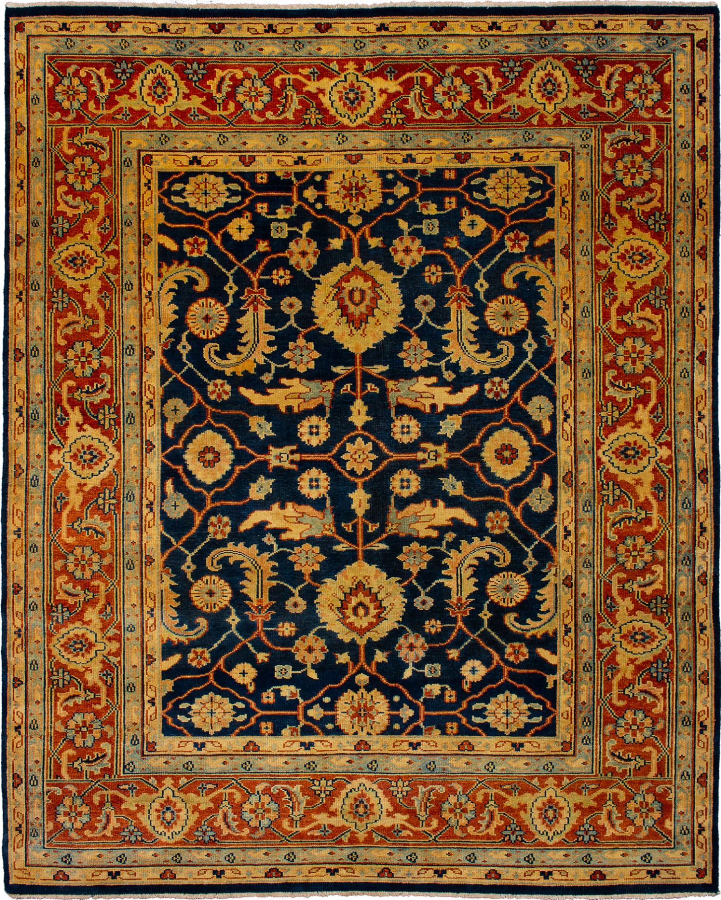 Hand-knotted Beaumont Dark Navy Wool Rug 8'0" x 9'11" Size: 8'0" x 9'11"  