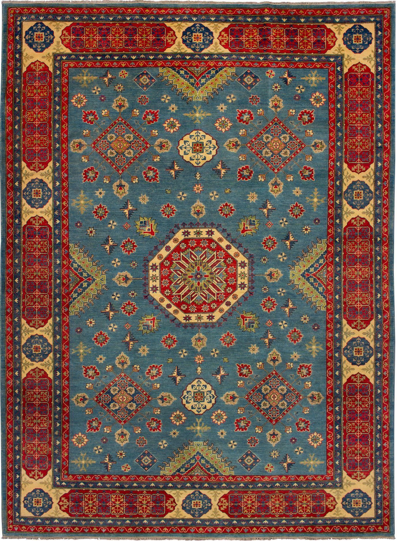 Hand-knotted Finest Gazni Turquoise Wool Rug 8'11" x 12'2" Size: 8'11" x 12'2"  
