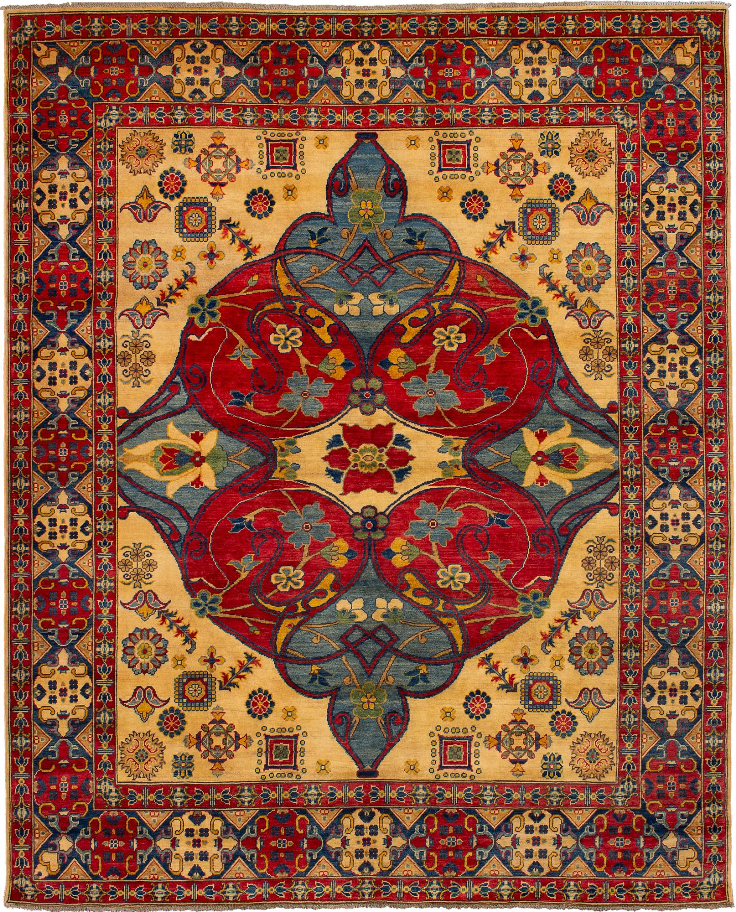 Hand-knotted Finest Gazni Cream, Red Wool Rug 8'3" x 10'2" Size: 8'3" x 10'2"  