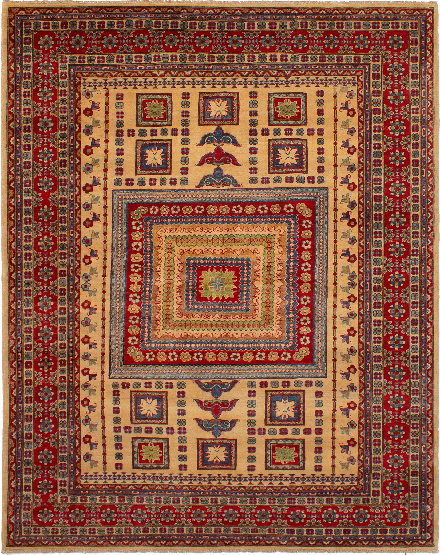 Hand-knotted Finest Gazni Cream, Red Wool Rug 8'2" x 10'4" Size: 8'2" x 10'4"  