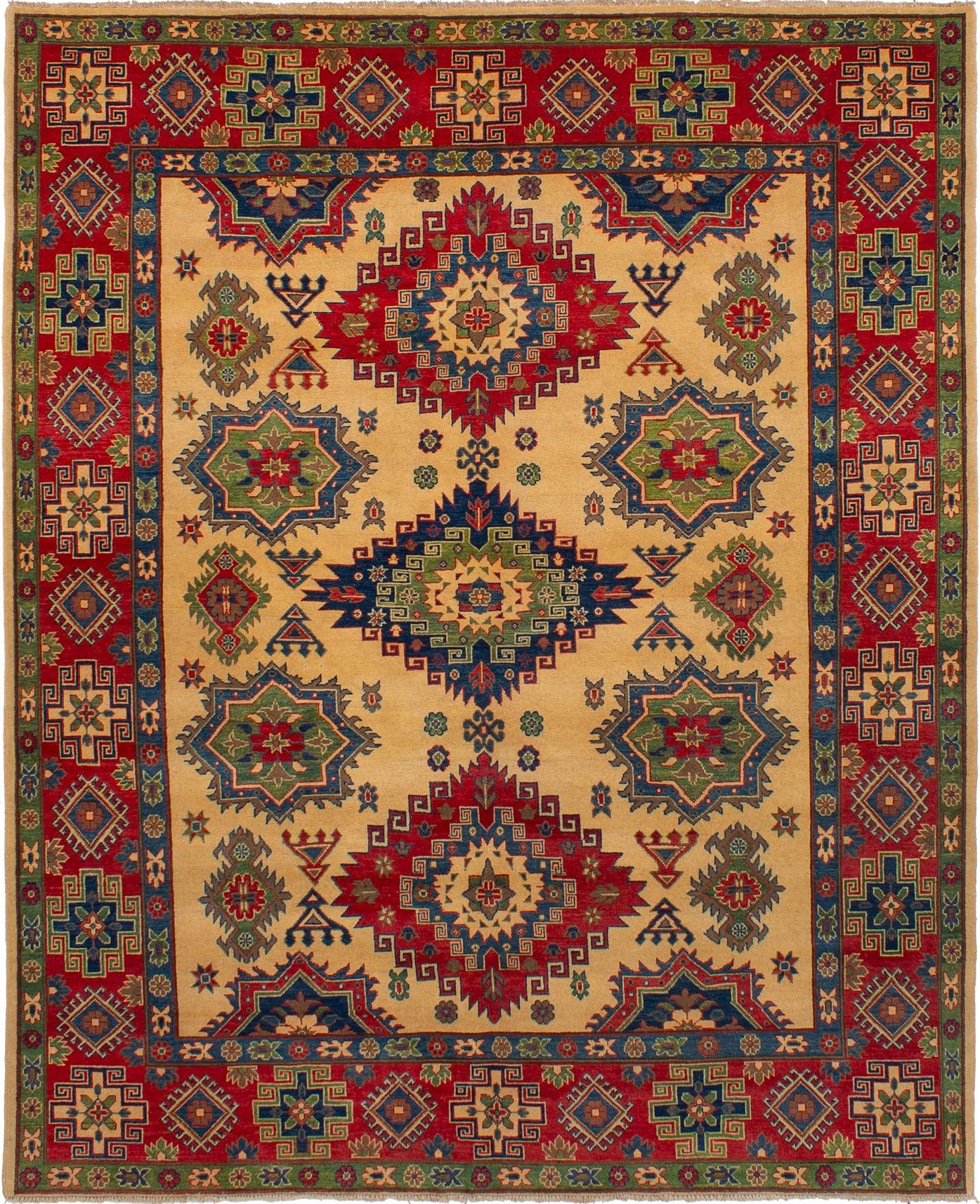 Hand-knotted Finest Gazni Cream, Red Wool Rug 7'11" x 9'9" Size: 7'11" x 9'9"  