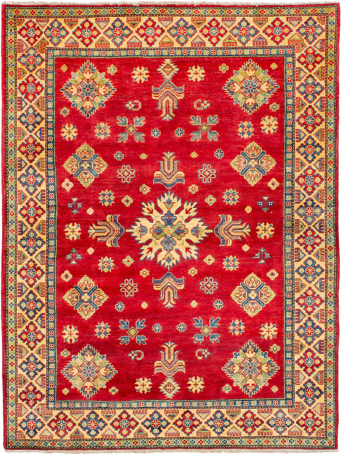 Hand-knotted Finest Gazni Dark Red Wool Rug 5'4" x 6'9" Size: 5'4" x 6'9"  