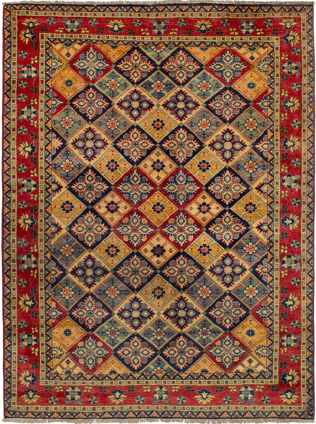 Hand-knotted Finest Gazni Beige, Dark Copper Wool Rug 4'10" x 6'5" Size: 4'10" x 6'5"  