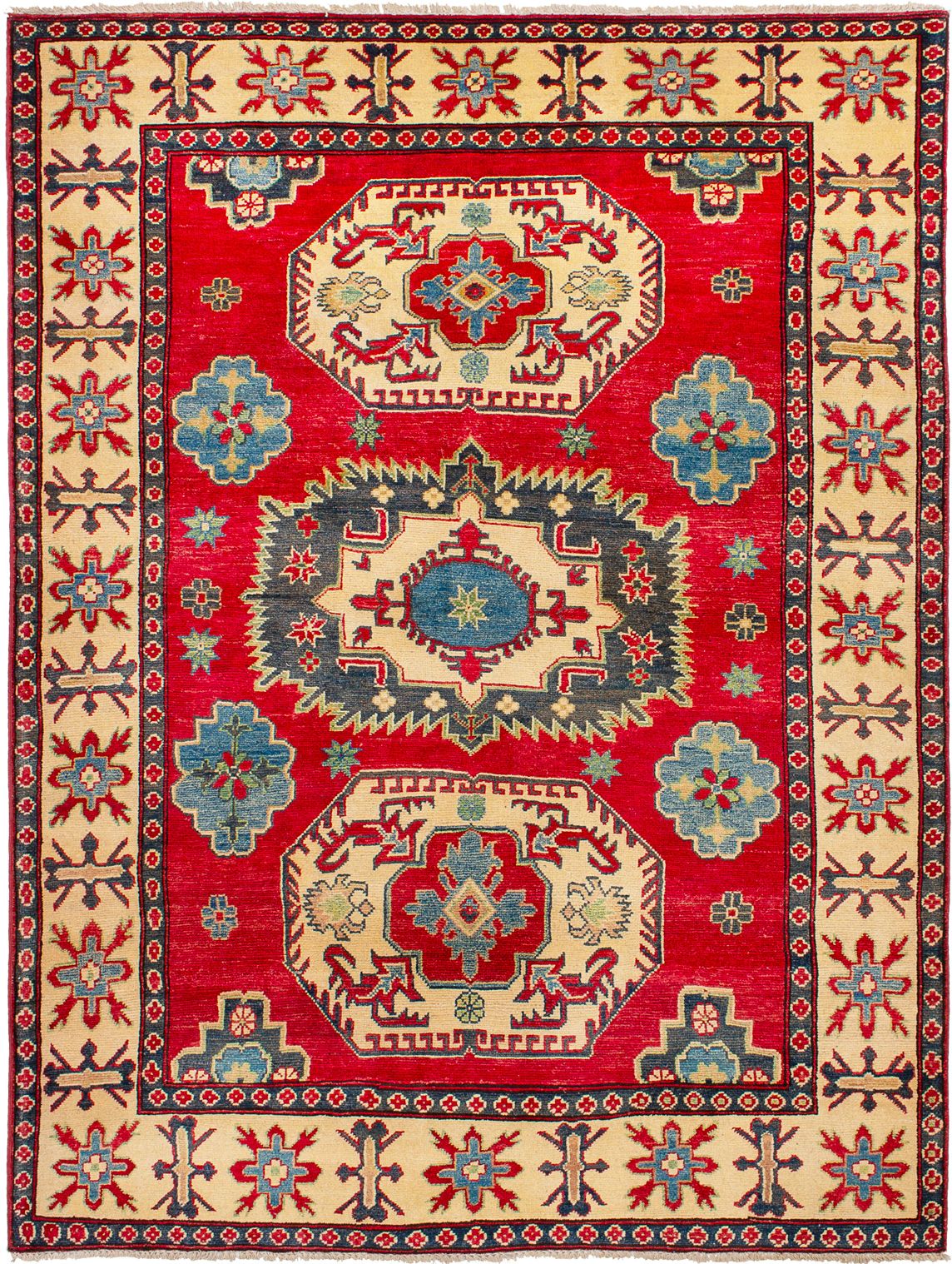Hand-knotted Finest Gazni Red Wool Rug 5'0" x 6'8"  Size: 5'0" x 6'8"  