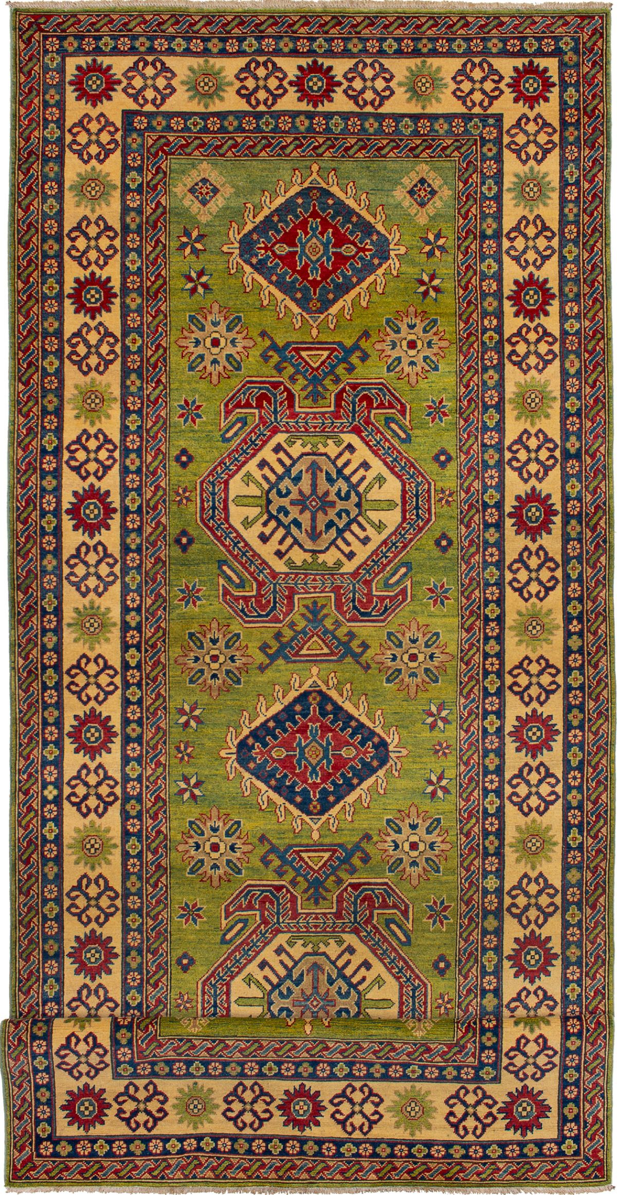 Hand-knotted Finest Gazni Light Green Wool Rug 5'0" x 20'3" Size: 5'0" x 20'3"  