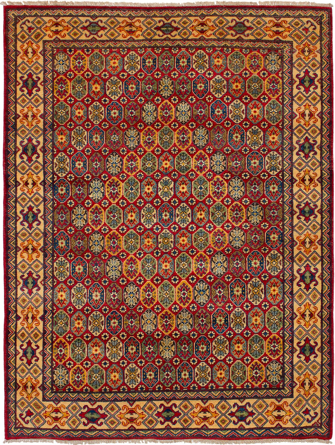 Hand-knotted Finest Gazni Red Wool Rug 5'0" x 6'6"  Size: 5'0" x 6'6"  