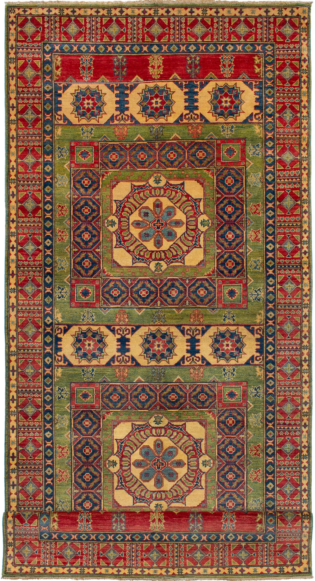 Hand-knotted Finest Gazni Green, Red Wool Rug 5'0" x 19'4"  Size: 5'0" x 19'4"  