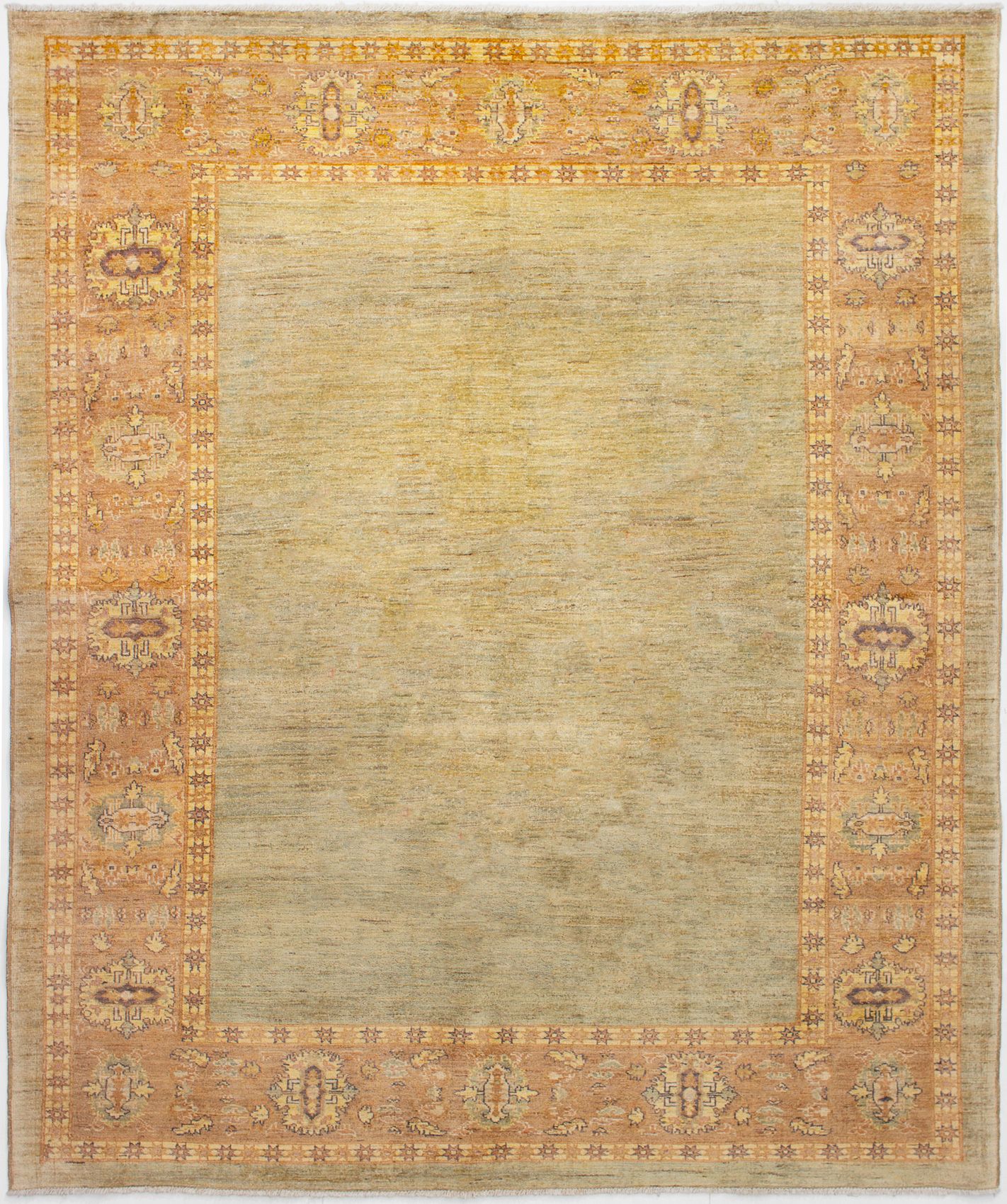 Hand-knotted Finest Ziegler Chobi Light Olive Green Wool Rug 6'7" x 7'10" Size: 6'7" x 7'10"  