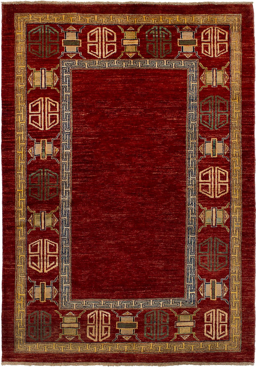Hand-knotted Finest Ziegler Chobi Dark Red Wool Rug 4'8" x 6'8" Size: 4'8" x 6'8"  