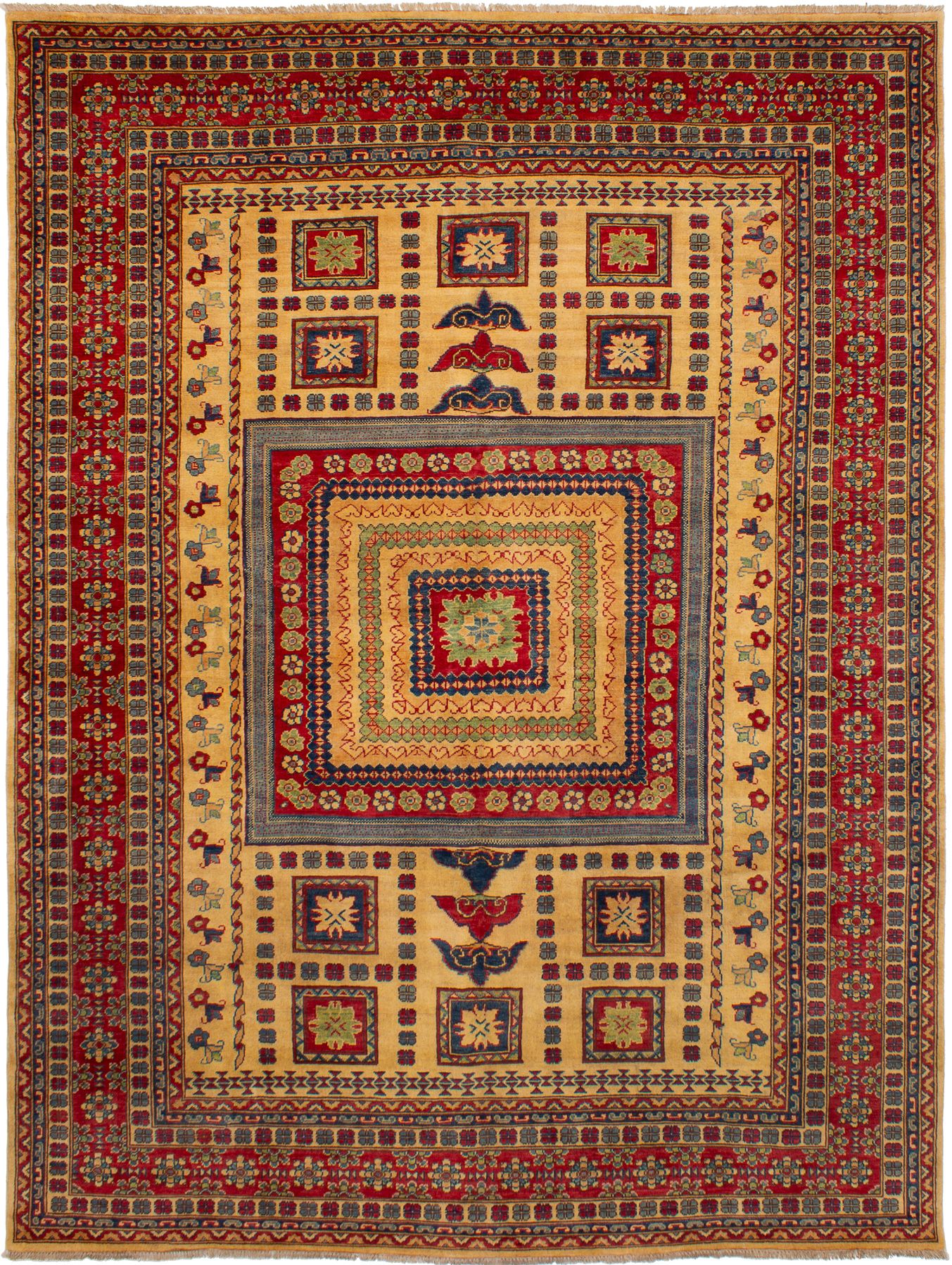 Hand-knotted Finest Gazni Cream, Red Wool Rug 8'3" x 11'1" Size: 8'3" x 11'1"  