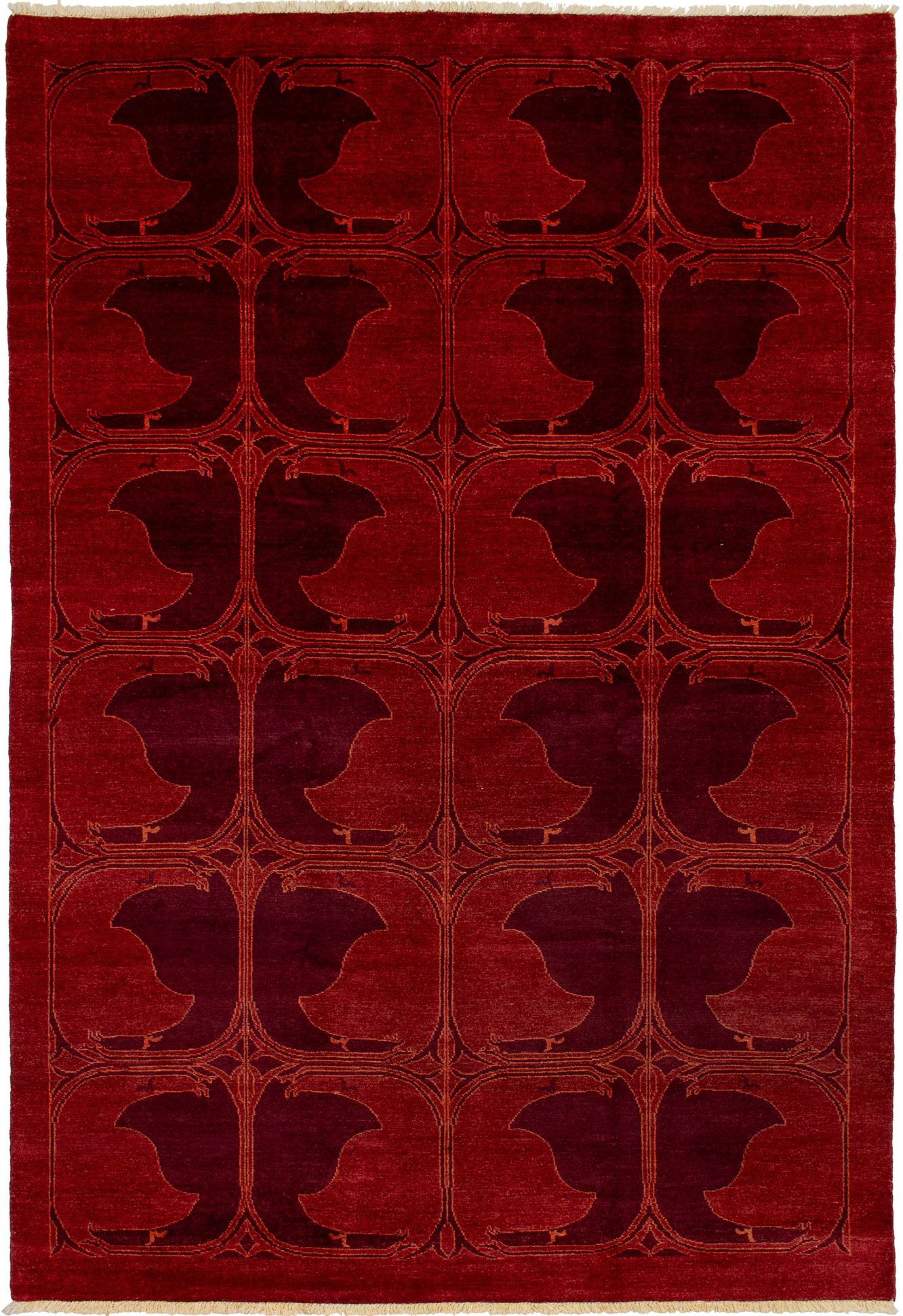 Hand-knotted Finest Ziegler Chobi Dark Red Wool Rug 6'1" x 9'0" Size: 6'1" x 9'0"  