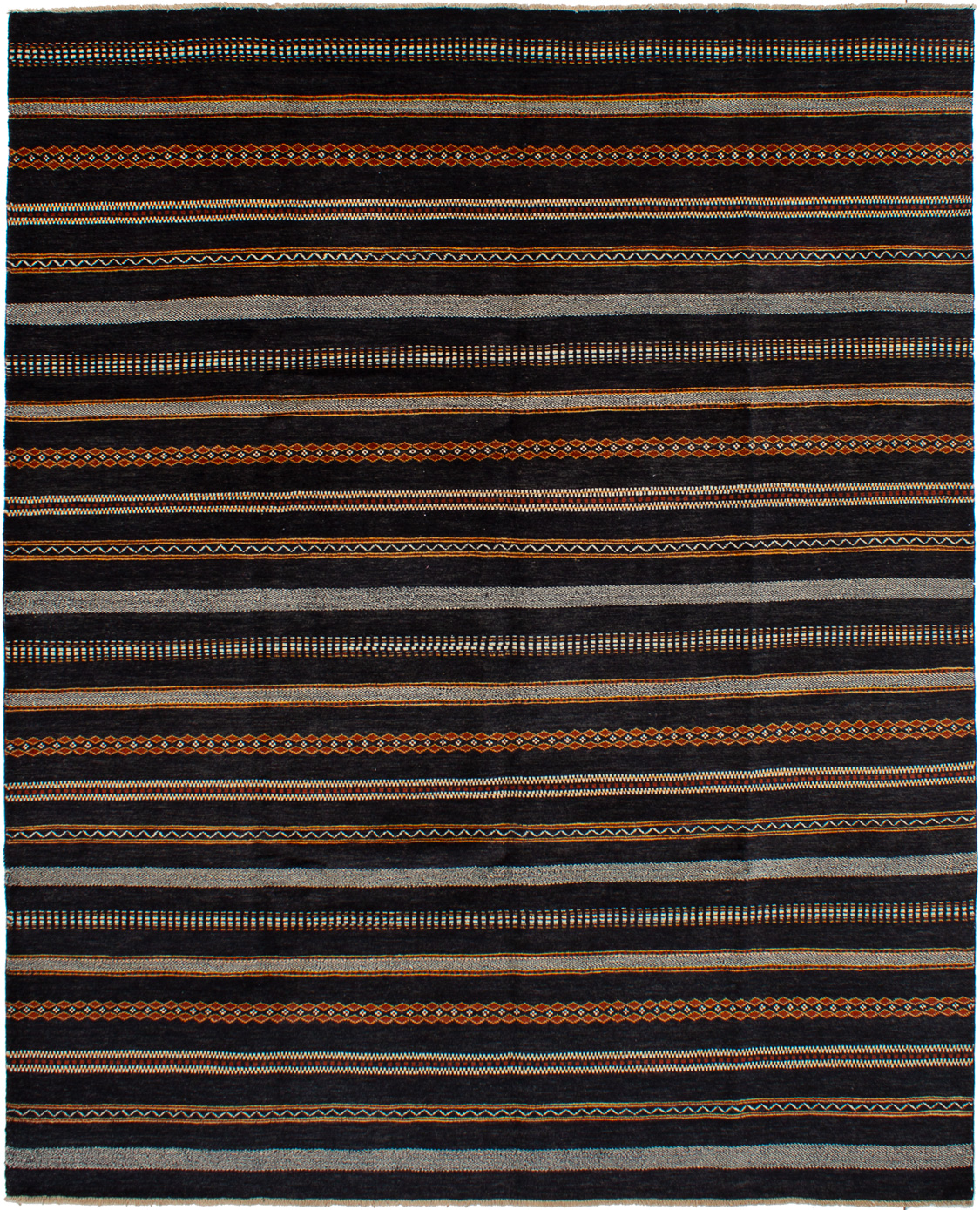 Hand-knotted Finest Ziegler Chobi Black Wool Rug 8'1" x 9'10" Size: 8'1" x 9'10"  