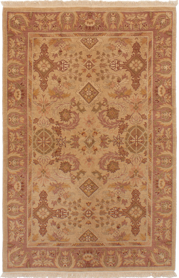 Hand-knotted Chubi Collection Beige Wool Rug 4'0" x 6'0" Size: 4'0" x 6'0"  