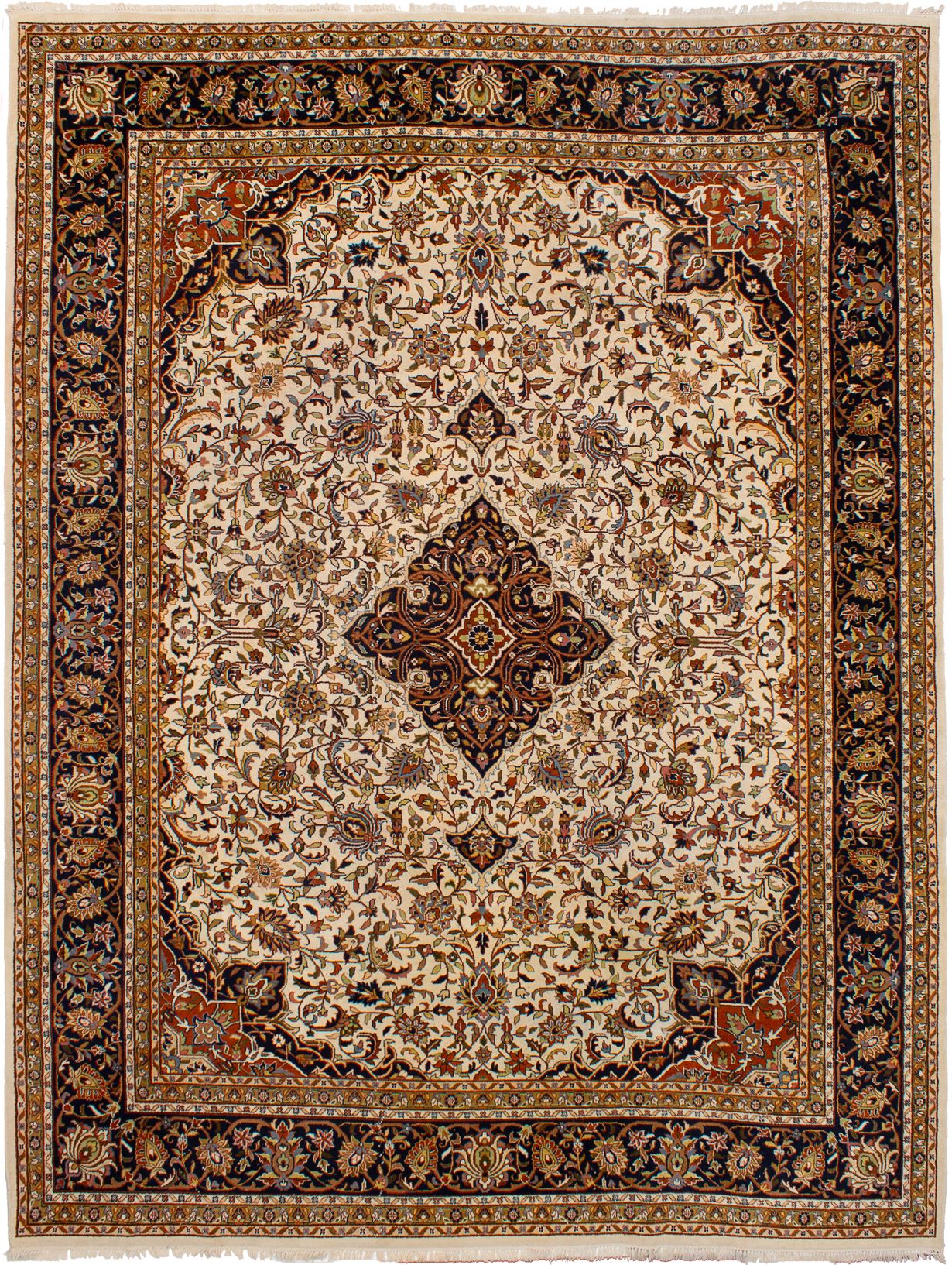 Hand-knotted Royal Mahal Cream Wool Rug 9'5" x 12'3" Size: 9'5" x 12'3"  