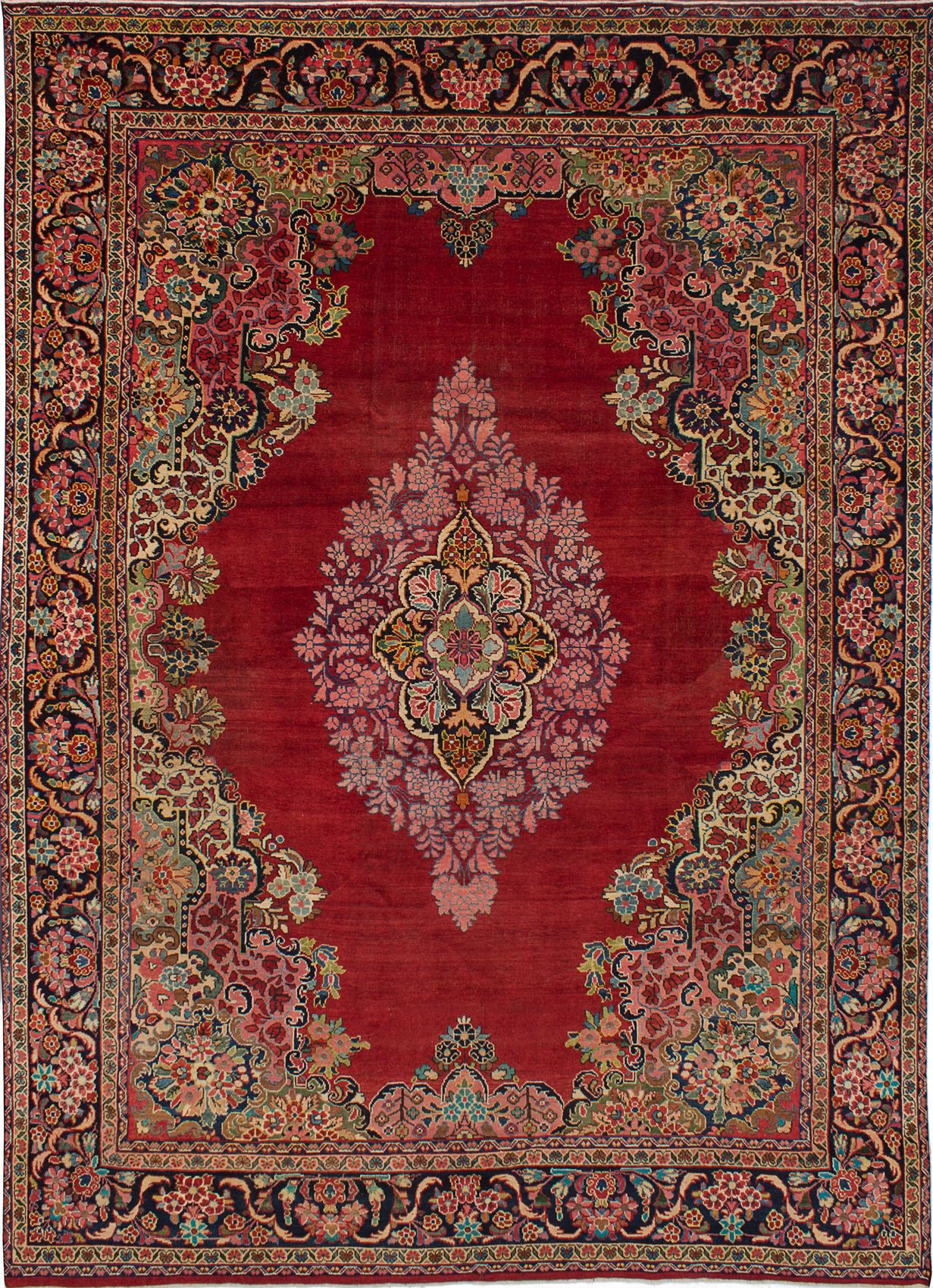 Hand-knotted Mahal Red Wool Rug 9'0" x 12'4" Size: 9'0" x 12'4"  