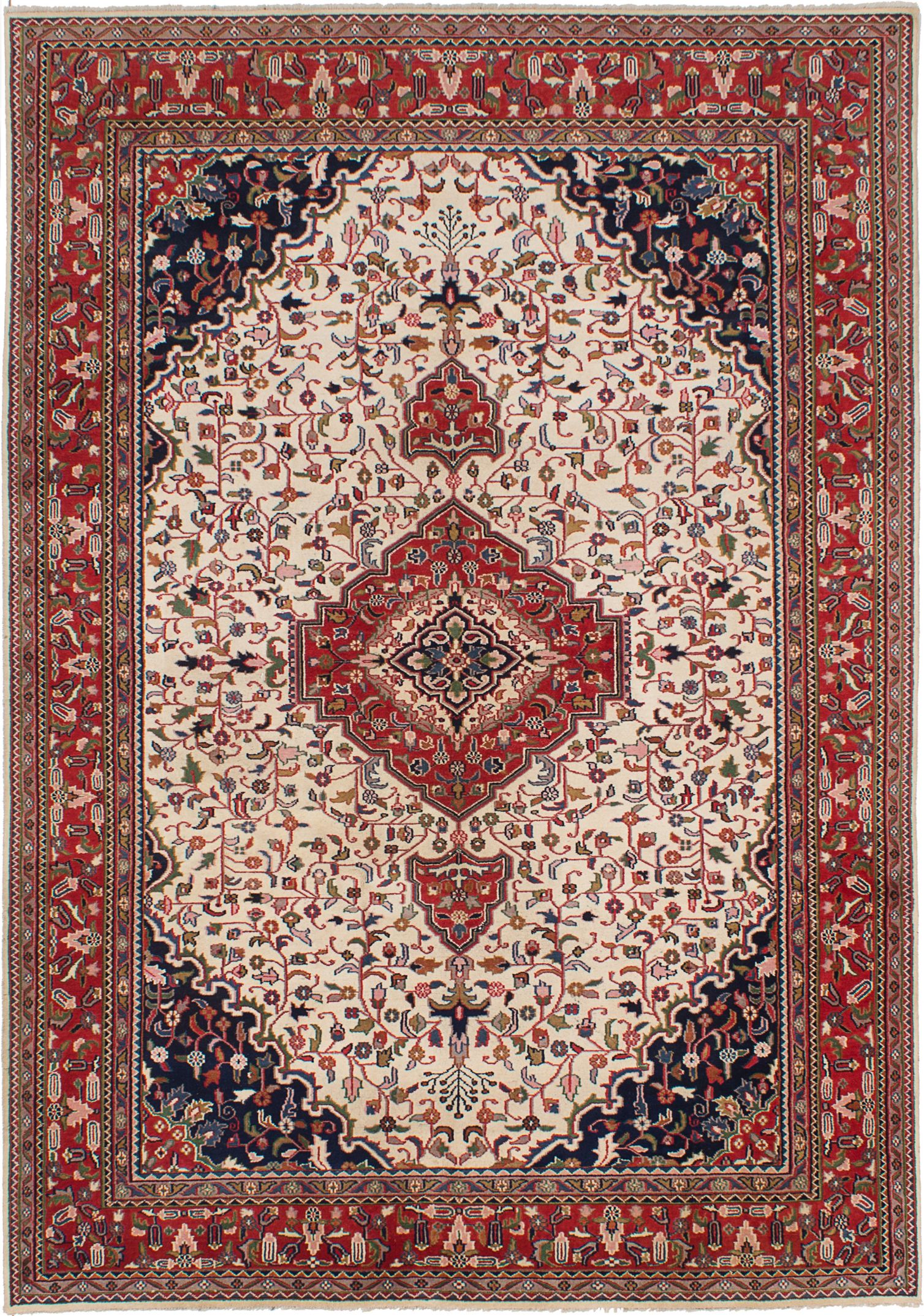 Hand-knotted Royal Sarough Cream Wool Rug 6'10" x 9'8" Size: 6'10" x 9'8"  