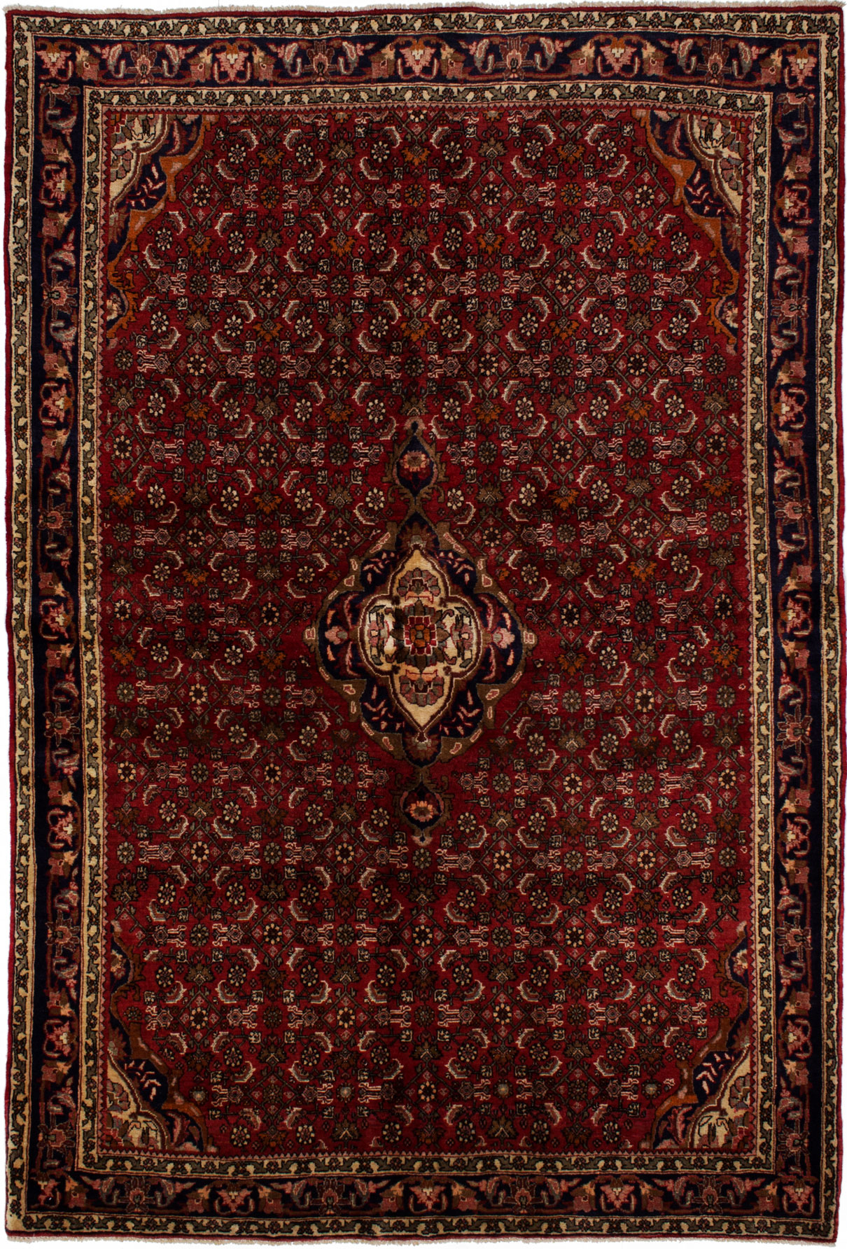 Hand-knotted Bijar Red Wool Rug 4'11" x 7'2" Size: 4'11" x 7'2"  