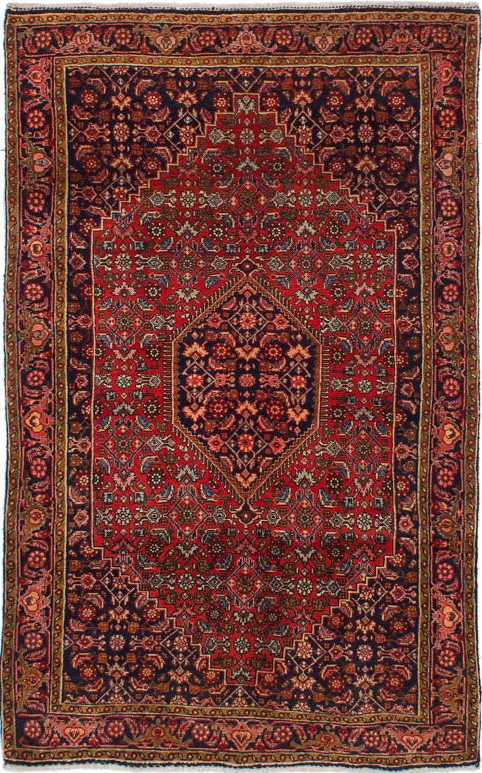 Hand-knotted Bijar Red Wool Rug 3'8" x 5'11" Size: 3'8" x 5'11"  
