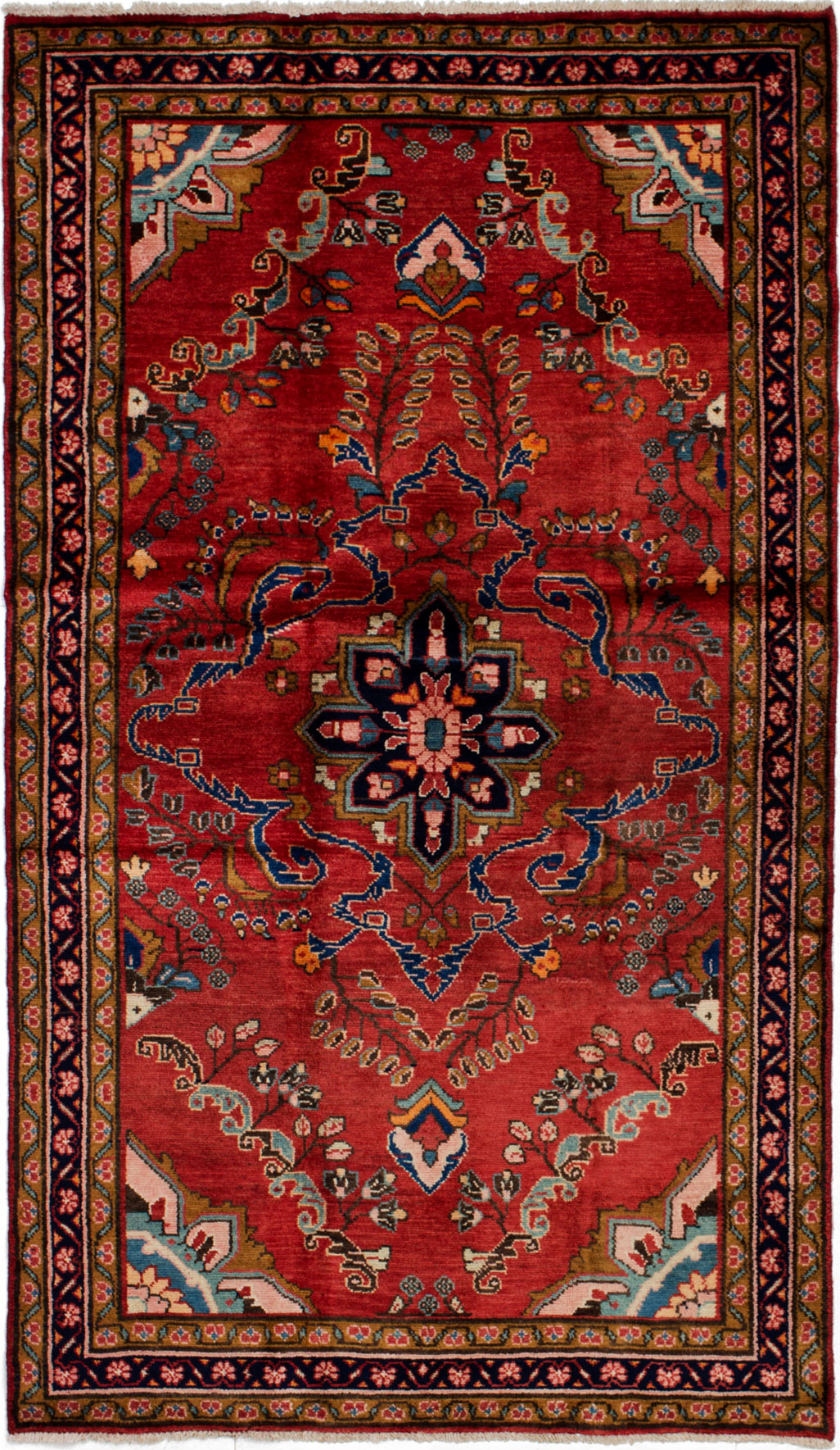 Hand-knotted Lilihan Red Wool Rug 4'1" x 7'3" Size: 4'1" x 7'3"  