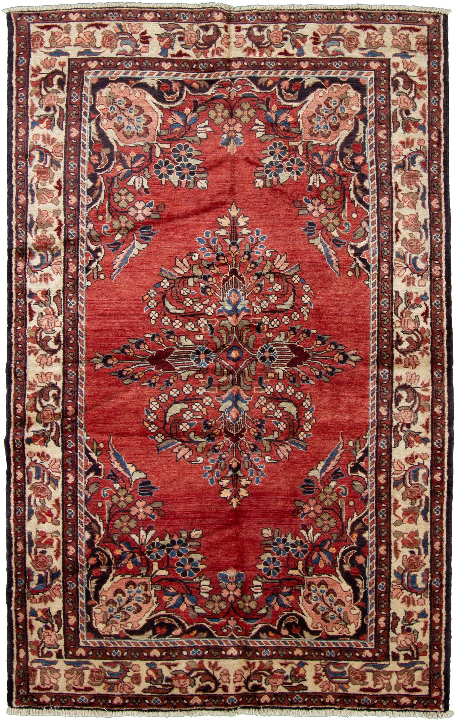 Hand-knotted Lilihan Red Wool Rug 4'9" x 7'7" Size: 4'9" x 7'7"  