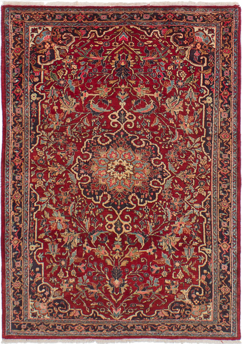 Hand-knotted Bijar Red Wool Rug 3'4" x 4'10" Size: 3'4" x 4'10"  