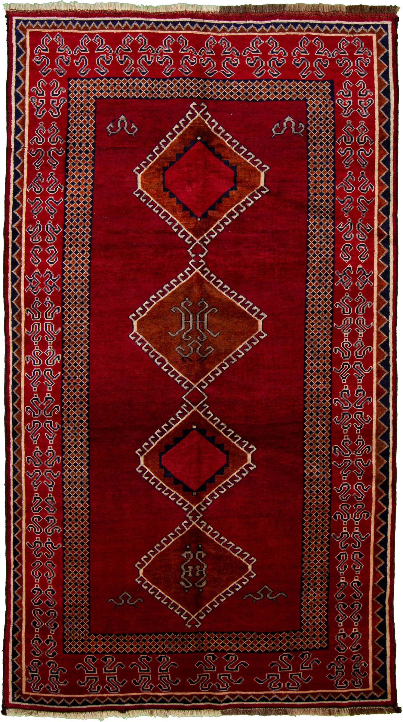 Hand-knotted Kashkuli Gabbeh Red Wool Rug 4'2" x 7'11" Size: 4'2" x 7'11"  