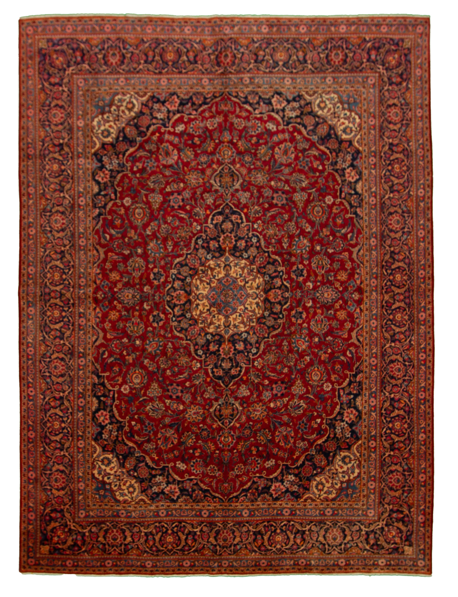 Hand-knotted Kashan Red Wool Rug 8'11" x 12'2" Size: 8'11" x 12'2"  