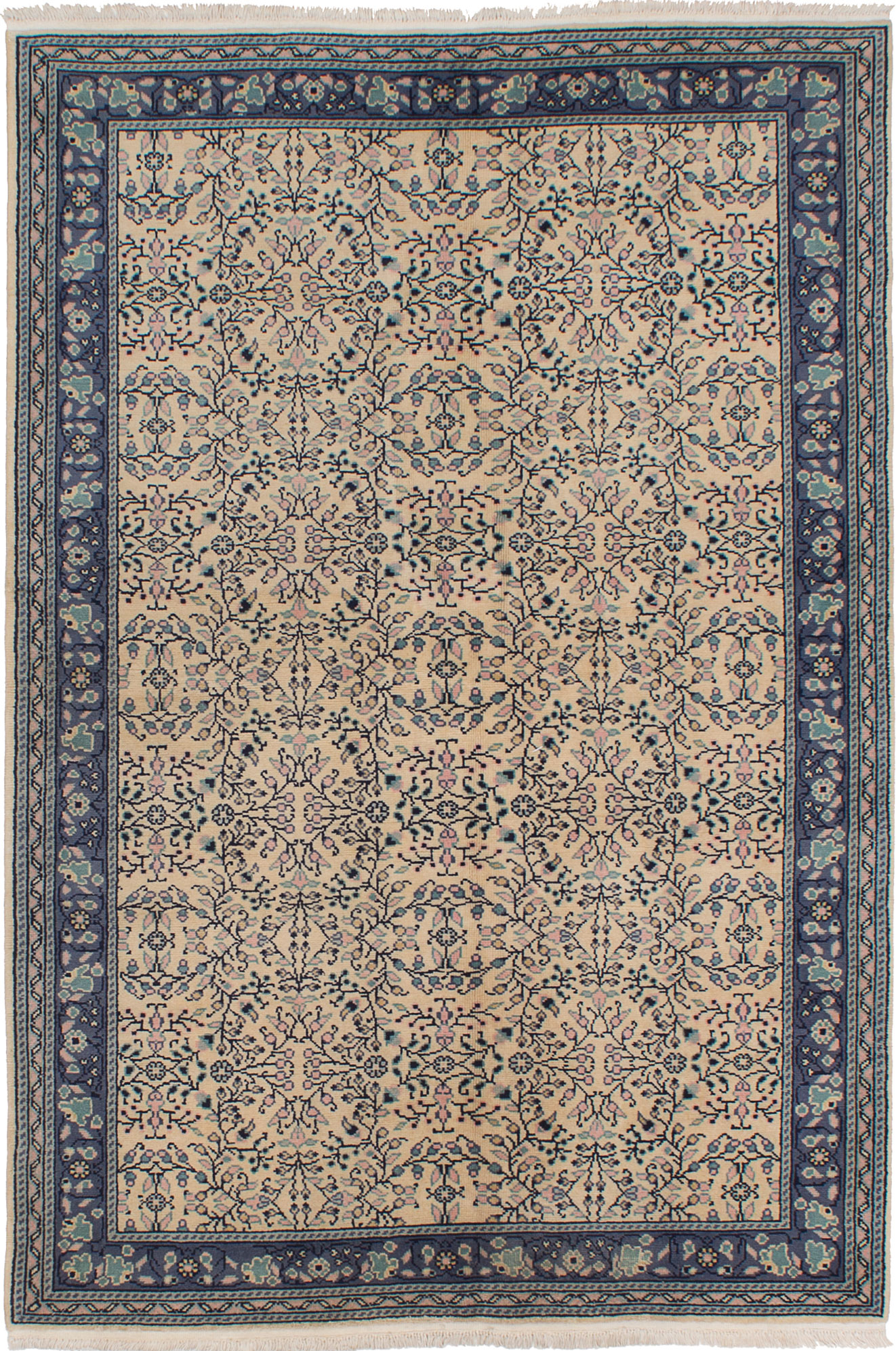 Hand-knotted Keisari Ivory Wool Rug 4'8" x 6'11" Size: 4'8" x 6'11"  