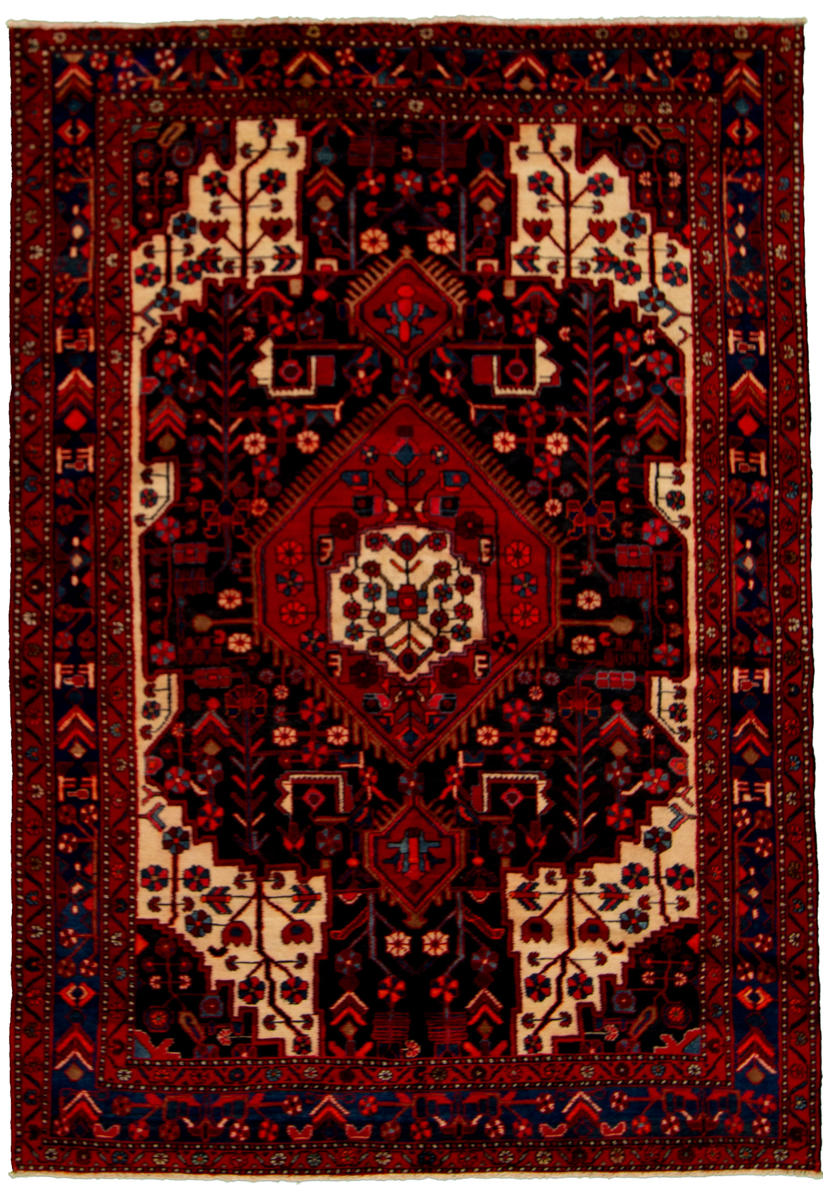 Hand-knotted Nahavand Red Wool Rug 5'2" x 7'5" Size: 5'2" x 7'5"  
