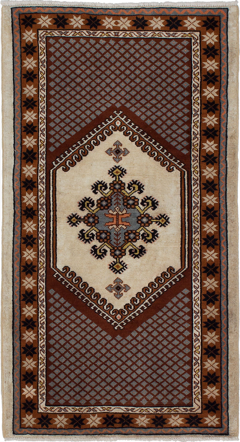 Hand-knotted Royal Maroc Cream, Dark Brown Wool Rug 2'8" x 4'10" Size: 2'7" x 4'10"  