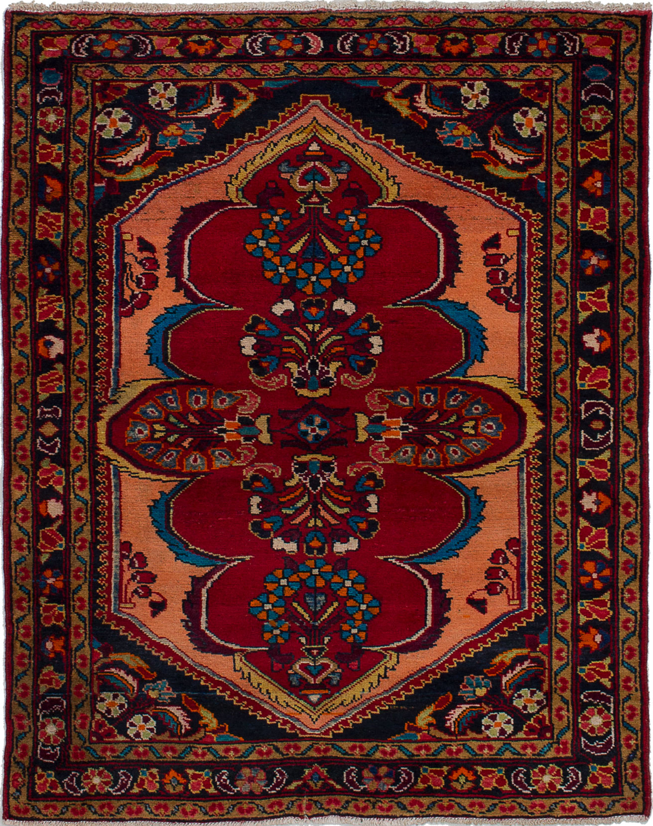Hand-knotted Lilihan Red Wool Rug 3'6" x 4'7" Size: 3'6" x 4'7"  