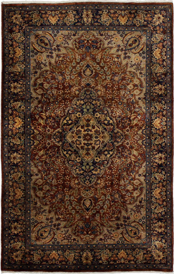Hand-knotted Kashmir Dark Copper Wool Rug 3'1" x 4'11" Size: 3'1" x 4'11"  