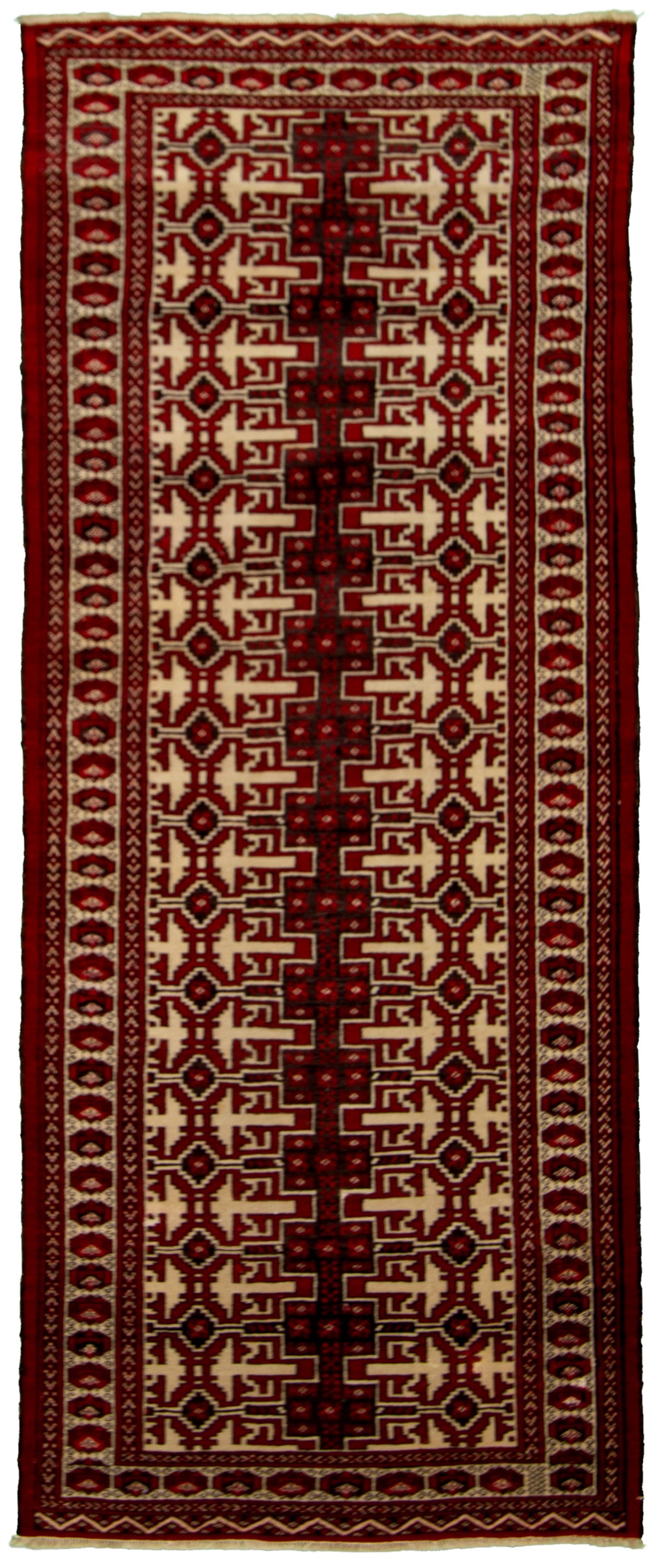 Hand-knotted Turkoman Red Wool Rug 2'9" x 7'5" Size: 2'9" x 7'5"  
