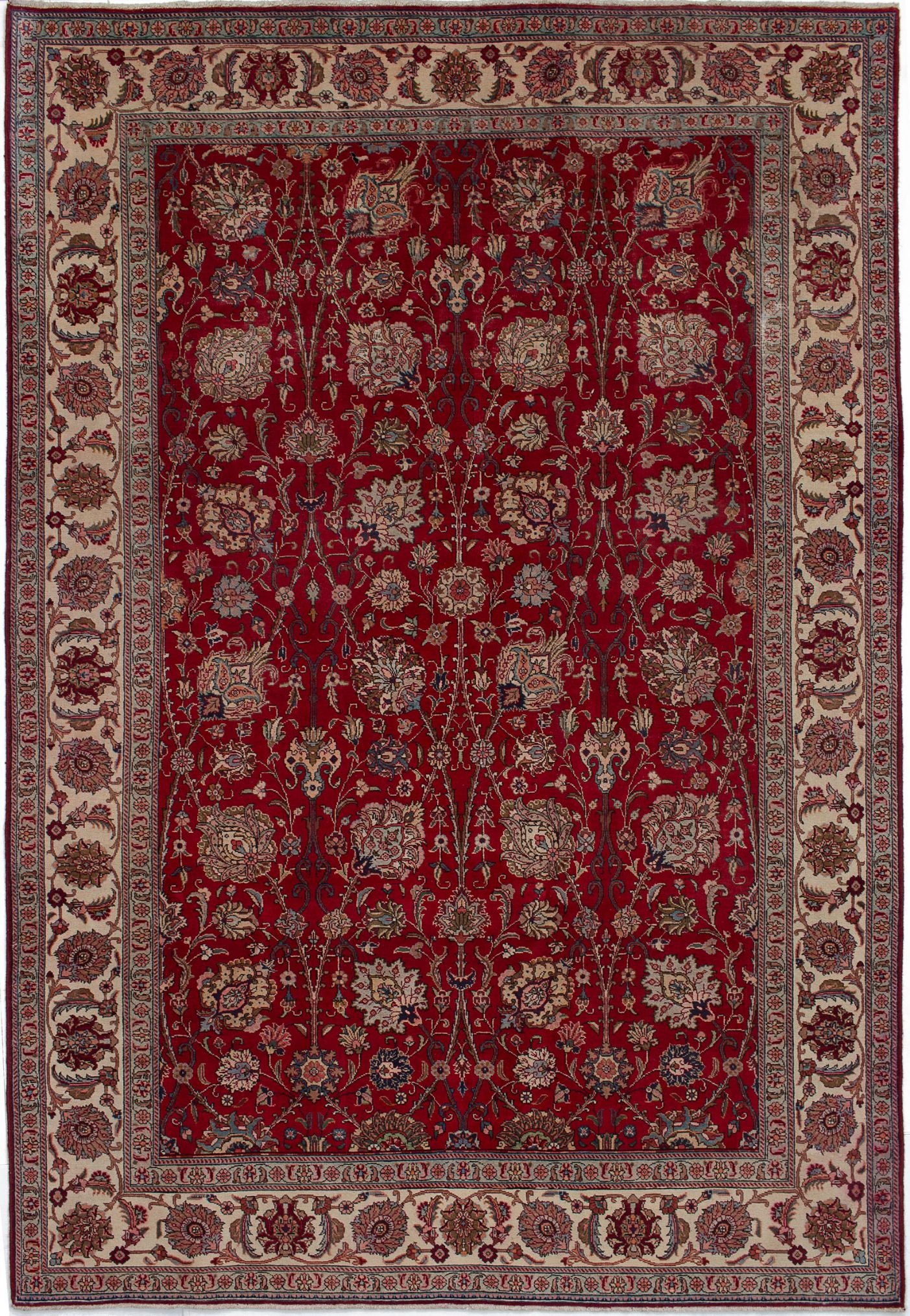 Hand-knotted Tabriz Red Wool Rug 7'2" x 10'7" Size: 7'2" x 10'7"  