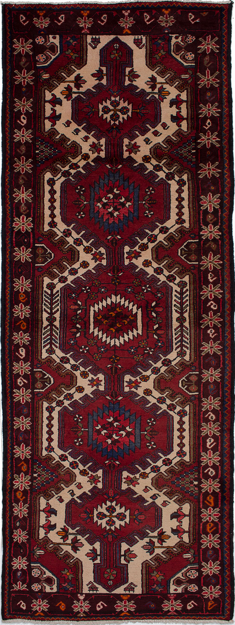 Hand-knotted Roodbar Red Wool Rug 3'7" x 10'2" Size: 3'7" x 10'2"  