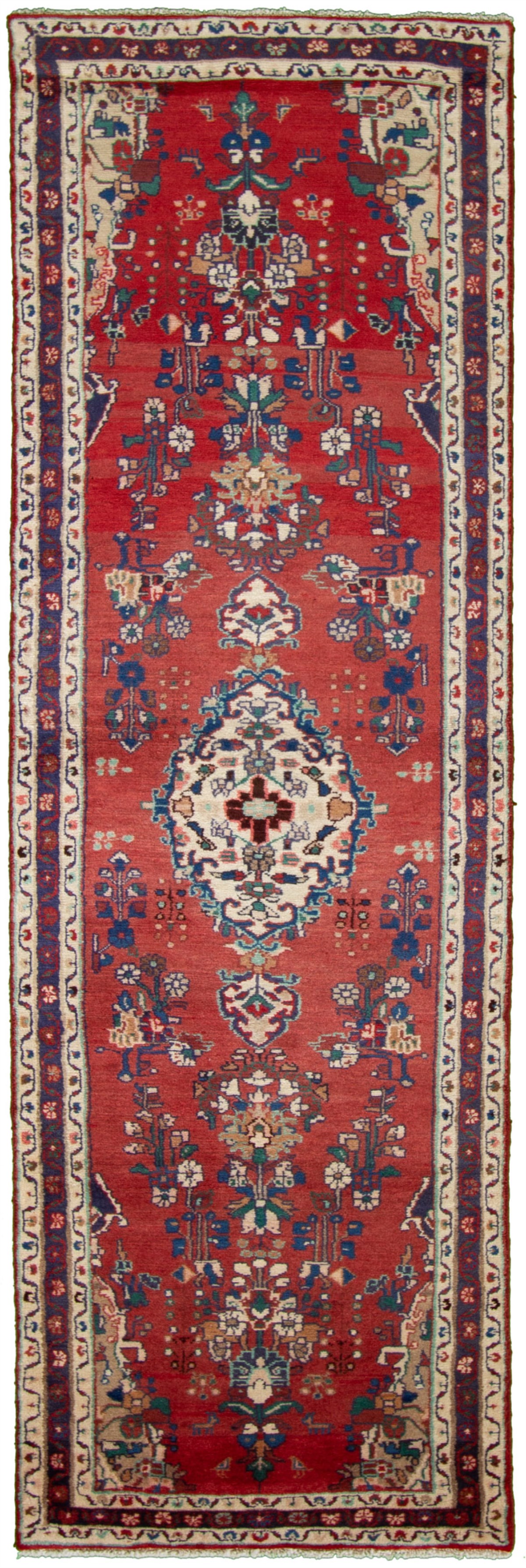 Hand-knotted Hamadan Red Wool Rug 2'11" x 9'11" Size: 2'11" x 9'11"  